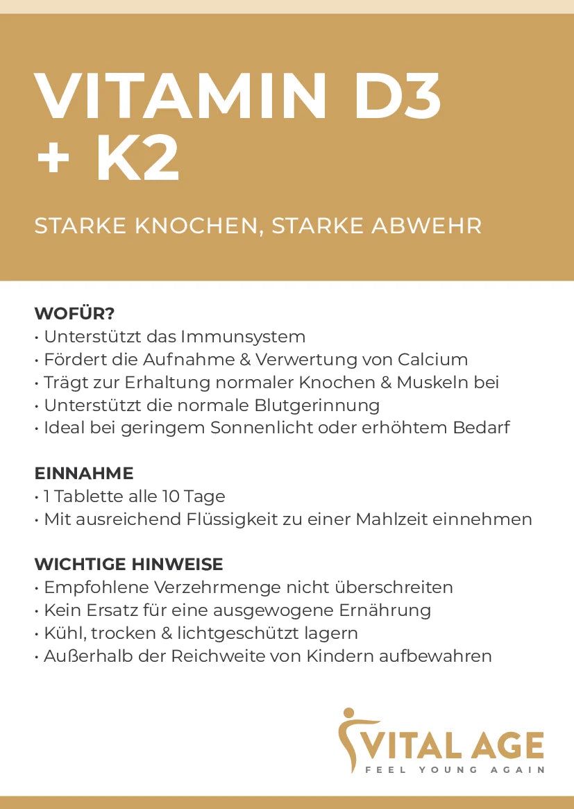 Vitamin D3 + K2 MK7 – 10.000 I.E. | 180 Tabletten